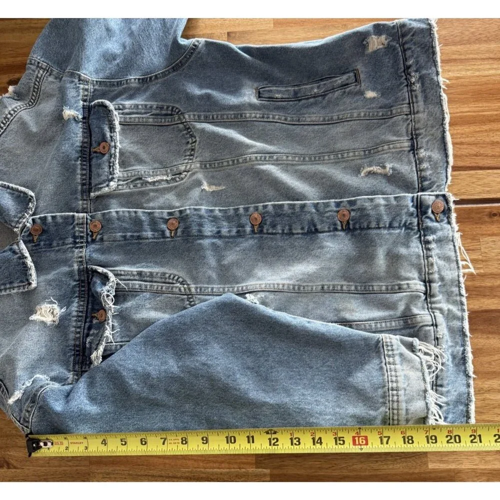 Zara Men's Denim Jacket Sz Large Distressed Grunge‎ 100% Cotton Urban RARE